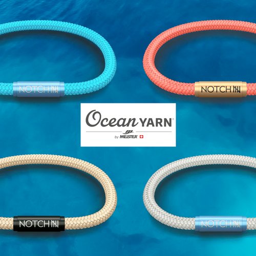 Die trendigen Bracelets, Loops und Tales der britischen Kult-Marke «NOTCH®», welche aus OceanYarn® produziert sind, gibt...
